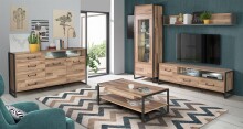 Wandregal >Husum I< in Betonoptik Dunkelgrau - 170x25,6x21,9cm (BxHxT)
