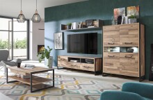 Wandregal >Husum I< in Betonoptik Dunkelgrau - 170x25,6x21,9cm (BxHxT)