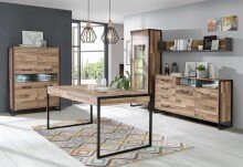 Wandregal >Husum I< in Betonoptik Dunkelgrau - 170x25,6x21,9cm (BxHxT)