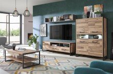 Wandregal >Husum I< in Betonoptik Dunkelgrau - 170x25,6x21,9cm (BxHxT)