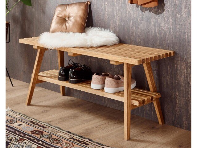 Sitzbank >Albany< in Eiche geölt aus Massivholz - 100x45x35cm (BxHxT)