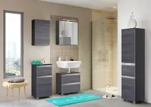 Midischrank >Arezzo< in Eiche Rauchsilber Nachbildung - 40x154x35cm (BxHxT)