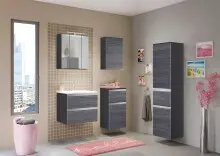 Midischrank >Arezzo< in Eiche Rauchsilber Nachbildung - 40x154x35cm (BxHxT)