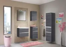 Midischrank >Arezzo< in Eiche Rauchsilber Nachbildung - 40x154x35cm (BxHxT)