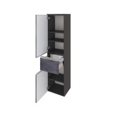 Midischrank >Arezzo< in Eiche Rauchsilber Nachbildung - 40x154x35cm (BxHxT)