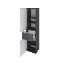 Midischrank >Arezzo< in Eiche Rauchsilber Nachbildung - 40x154x35cm (BxHxT)