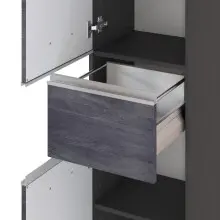 Midischrank >Arezzo< in Eiche Rauchsilber Nachbildung - 40x154x35cm (BxHxT)