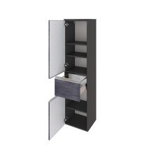 Midischrank >Arezzo< in Eiche Rauchsilber Nachbildung - 40x154x35cm (BxHxT)