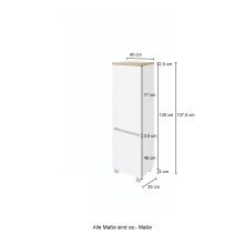 Midischrank >Pienza< in Grau-matt - 40x130x35cm (BxHxT)