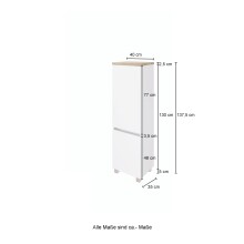 Midischrank >Pienza< in weiß-matt - 40x130x35cm (BxHxT)