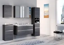 Hochschrank >Arezzo< in Eiche Rauchsilber Nachbildung - 40x180x35cm (BxHxT)