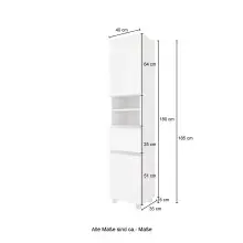 Hochschrank >Arezzo< in Eiche Rauchsilber Nachbildung - 40x180x35cm (BxHxT)