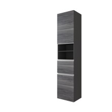 Hochschrank >Arezzo< in Eiche Rauchsilber Nachbildung - 40x180x35cm (BxHxT)
