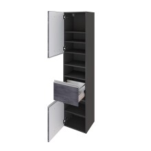Hochschrank >Arezzo< in Eiche Rauchsilber Nachbildung - 40x180x35cm (BxHxT)