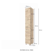 Hochschrank >Livorno< in weiß-matt - 30x180x35cm (BxHxT)