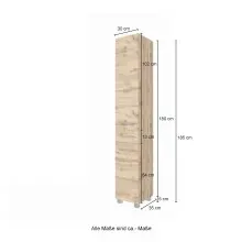 Hochschrank >Livorno< in Wotan-Eiche - 30x180x35cm (BxHxT)