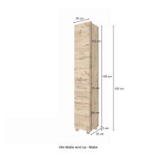 Hochschrank >Livorno< in Wotan-Eiche - 30x180x35cm (BxHxT)