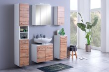 Hochschrank >Paris< in Weiß, Wotaneiche - 30x180x35cm (BxHxT)