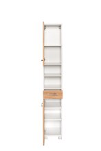 Hochschrank >Paris< in Weiß, Wotaneiche - 30x180x35cm (BxHxT)