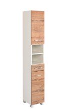 Hochschrank >Paris< in Weiß, Wotaneiche - 30x180x35cm (BxHxT)