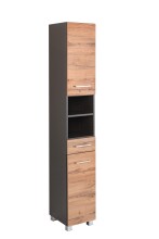 Hochschrank >Paris< in Graphitgrau, Wotaneiche - 30x180x35cm (BxHxT)