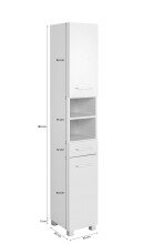 Hochschrank >Paris< in Graphitgrau, Wotaneiche - 30x180x35cm (BxHxT)