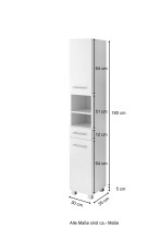 Hochschrank >Porta< in Hochglanz-Weiß - 30x180x35cm (BxHxT)