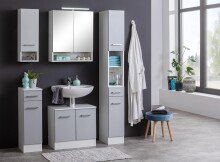 Hochschrank >Riga< in Hellgrau-Matt - 25x190x35cm (BxHxT)