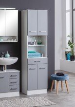 Hochschrank >Riga< in Hellgrau-Matt - 50x190x35cm...