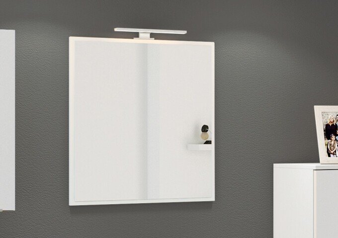 Badspiegel >Garda< in weiß-matt aus MDF, Spiegelglas - 60x64x2cm (BxHxT)