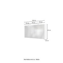 Spiegelschrank >Garda< in weiß - 120x66x20cm (BxHxT)