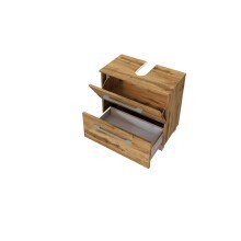 Waschbeckenunterschrank >Livorno< in Wotan-Eiche - 60x54x35cm (BxHxT)