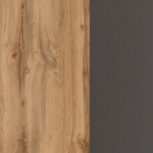 Waschbeckenunterschrank >Paris< in Graphitgrau, Wotaneiche - 60x54x35cm (BxHxT)