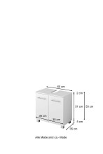 Waschbeckenunterschrank >Porta< in Hochglanz-Weiß - 60x59x35cm (BxHxT)