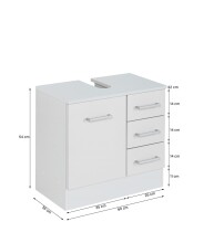 Waschbeckenunterschrank >Riga< in Hellgrau-Matt - 60x54x35cm (BxHxT)