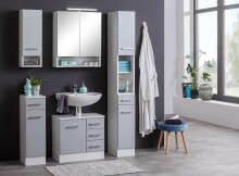 Waschbeckenunterschrank >Riga< in Hellgrau-Matt - 60x54x35cm (BxHxT)