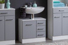 Waschbeckenunterschrank >Riga< in Hellgrau-Matt -...