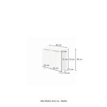 Unterschrank >Garda< in Weiß-Matt - 60x55x35cm (BxHxT)