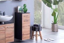 Unterschrank >Paris< in Graphitgrau, Wotaneiche -...