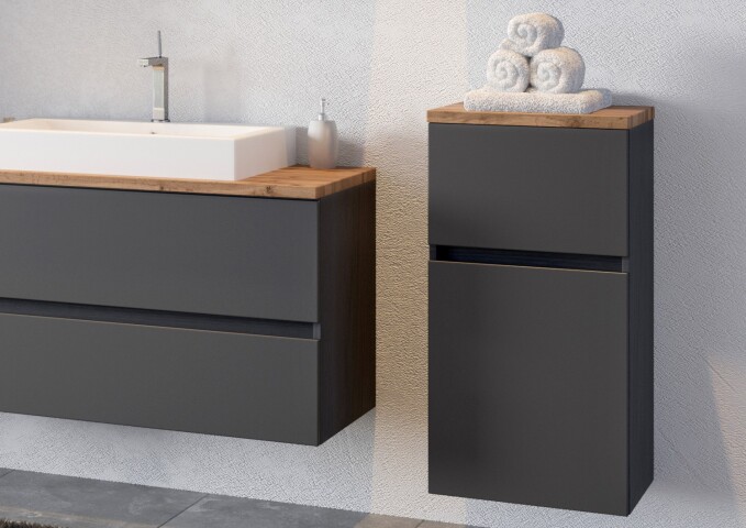 Unterschrank >Pienza< in grau-matt - 40x79x35cm (BxHxT)