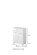 Unterschrank >Porta< in Hochglanz-Weiß - 60x84x35cm (BxHxT)
