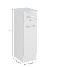 Unterschrank >Riga< in Weiß-Matt - 25x84x35cm (BxHxT)