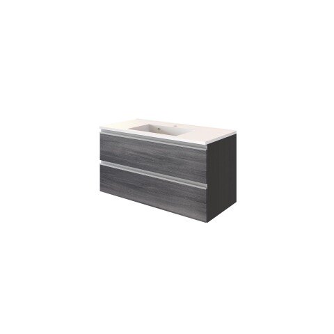 Waschtisch-Set >Arezzo< in Eiche Rauchsilber Nachbildung - 100x56x47cm (BxHxT)