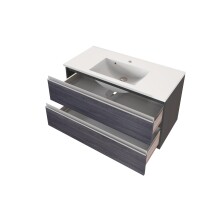 Waschtisch-Set >Arezzo< in Eiche Rauchsilber Nachbildung - 100x56x47cm (BxHxT)