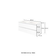 Waschbeckenschrank >Arezzo< in Eiche Rauchsilber Nachbildung - 120x56x47 (BxHxT)