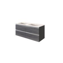 Waschbeckenschrank >Arezzo< in Eiche Rauchsilber Nachbildung - 120x56x47 (BxHxT)