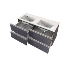 Waschbeckenschrank >Arezzo< in Eiche Rauchsilber Nachbildung - 120x56x47 (BxHxT)