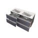 Waschbeckenschrank >Arezzo< in Eiche Rauchsilber Nachbildung - 120x56x47 (BxHxT)