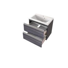 Waschtisch-Set >Arezzo< in Eiche Rauchsilber Nachbildung - 60x55x39cm (BxHxT)