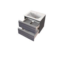 Waschtisch-Set >Arezzo< in Eiche Rauchsilber Nachbildung - 60x56x47cm (BxHxT)